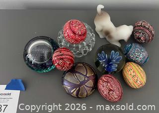 MaxSold Auction: Lot of 11 Painted Decorative Eggs and Glass Paperweights - Vienna (Virginia, USA) PARTNER MANAGED Estate Sale Online Auction - Mill Wheel Lane