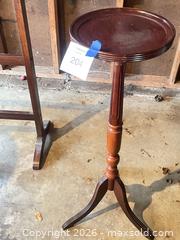 MaxSold Auction: Mahogany Round Two-Drawer Side Table with Quilt/Towel Rack - Vienna (Virginia, USA) PARTNER MANAGED Estate Sale Online Auction - Mill Wheel Lane