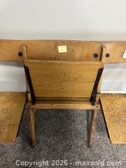 MaxSold Auction: Vintage Mid-Century Wooden School Desk/Seat for 3 - Vienna (Virginia, USA) PARTNER MANAGED Estate Sale Online Auction - Mill Wheel Lane