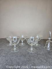 MaxSold Auction: Cornflower Etched Sherbet Glasses & Etched Bell - Hamilton (Ontario, Canada) SELLER MANAGED Estate Sale Online Auction - Bishopsgate Ave.