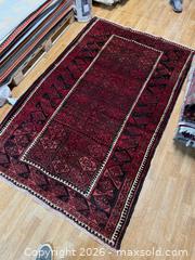 MaxSold Auction: Persian red Baluchi rug handmade  - Toronto (Ontario, Canada) SUPER SHORT NOTICE SELLER MANAGED Downsizing Online Auction - Eglinton Avenue East