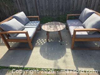 MaxSold Auction:  Walker Edison Outdoor Acacia wood Patio Seating Set - San Jose (California, USA) SELLER MANAGED Downsizing Online Auction - North 24th Street