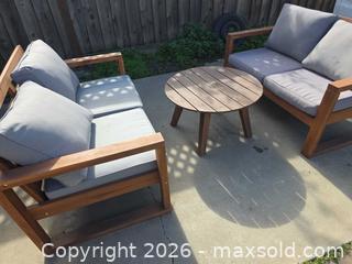 MaxSold Auction:  Walker Edison Outdoor Acacia wood Patio Seating Set - San Jose (California, USA) SELLER MANAGED Downsizing Online Auction - North 24th Street