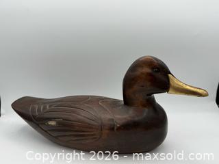 MaxSold Auction: Vintage, Hand-Carved Wooden Duck Decoy Featuring a Distinctive Brass Beak and Glass Eyes - Menlo Park (California, USA) SELLER MANAGED Downsizing Online Auction - Henderson Place