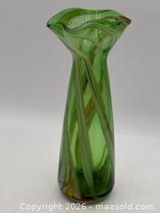 MaxSold Auction: Vintage Mid-Century Modern Green Art Glass Vase - Menlo Park (California, USA) SELLER MANAGED Downsizing Online Auction - Henderson Place