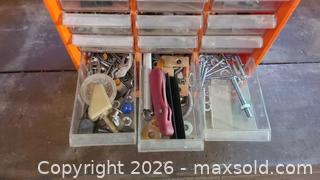 MaxSold Auction: 2 orange metal screw organizer - Acme (Alberta, Canada) SELLER MANAGED Moving Online Auction - Township Road 292