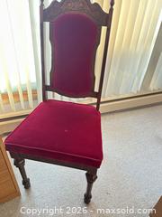 MaxSold Auction: Carved Wood Chair, 3-Drawer Nightstand & Milk Glass Lamp - Acme (Alberta, Canada) SELLER MANAGED Moving Online Auction - Township Road 292