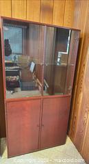 MaxSold Auction: Cherry/Mahogany Wood Veneer Display Curio Cabinet - Acme (Alberta, Canada) SELLER MANAGED Moving Online Auction - Township Road 292