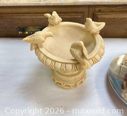 MaxSold Auction: Garden & Home Decor Lot: Metal Sculptures, Resin Birdbath, Plate - Acme (Alberta, Canada) SELLER MANAGED Moving Online Auction - Township Road 292