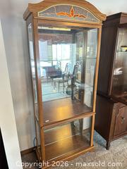 MaxSold Auction: Large Light Oak Solid Wood and Glass Curio Cabinet - Acme (Alberta, Canada) SELLER MANAGED Moving Online Auction - Township Road 292