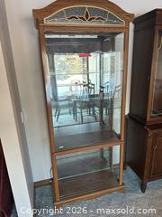 MaxSold Auction: Large Light Oak Solid Wood and Glass Curio Cabinet - Acme (Alberta, Canada) SELLER MANAGED Moving Online Auction - Township Road 292
