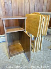 MaxSold Auction: Lot: Nightstand (12x27), 4 Folding Wooden TV Trays & Adjustable Table - Acme (Alberta, Canada) SELLER MANAGED Moving Online Auction - Township Road 292