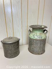 MaxSold Auction: Lot of 3 Tin & Galvanized Painted Pails for Farmhouse Decor - Acme (Alberta, Canada) SELLER MANAGED Moving Online Auction - Township Road 292