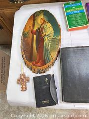 MaxSold Auction: Lot of 6-10 Vintage English Religious Books with Plaque & Cross - Acme (Alberta, Canada) SELLER MANAGED Moving Online Auction - Township Road 292