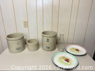 MaxSold Auction: Medalta Stoneware Crocks, Glass Milk Bottle & Enamelware Plates - Acme (Alberta, Canada) SELLER MANAGED Moving Online Auction - Township Road 292
