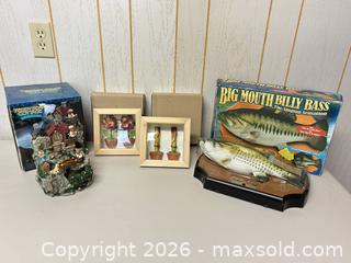 MaxSold Auction: Mixed Lot: Big Mouth Billy Bass, Teddy Bear Cottage & Mini Shadowboxes - Acme (Alberta, Canada) SELLER MANAGED Moving Online Auction - Township Road 292