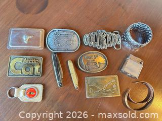 MaxSold Auction: Mixed Lot: Buckles, Cutting utensil, Lighter & Key Fob Collectibles - Acme (Alberta, Canada) SELLER MANAGED Moving Online Auction - Township Road 292