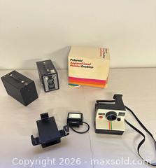 MaxSold Auction: Polaroid OneStep & Kodak Brownie Target Six-20 with Nissin Flash - Acme (Alberta, Canada) SELLER MANAGED Moving Online Auction - Township Road 292