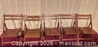 MaxSold Auction: Set of 5 Brown Wood Folding Chairs - Acme (Alberta, Canada) SELLER MANAGED Moving Online Auction - Township Road 292