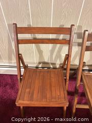 MaxSold Auction: Set of 5 Brown Wood Folding Chairs - Acme (Alberta, Canada) SELLER MANAGED Moving Online Auction - Township Road 292
