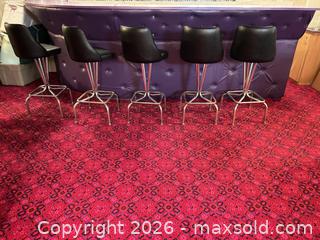 MaxSold Auction: Set of 5 Mid-Century Black Vinyl Bar Stools with Chrome Bases - Acme (Alberta, Canada) SELLER MANAGED Moving Online Auction - Township Road 292
