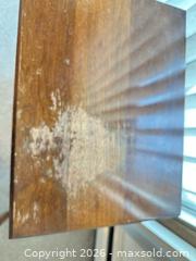 MaxSold Auction: Vintage 3-Piece Brown Wood & Brass Chair and Tables - Acme (Alberta, Canada) SELLER MANAGED Moving Online Auction - Township Road 292