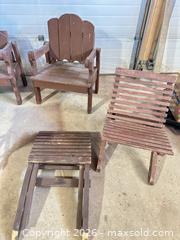 MaxSold Auction: Wood Outdoor Patio Furniture Set with Folding & Adirondack Style - Acme (Alberta, Canada) SELLER MANAGED Moving Online Auction - Township Road 292