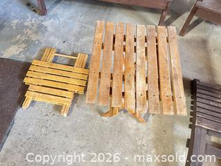 MaxSold Auction: Wood Outdoor Patio Furniture Set with Folding & Adirondack Style - Acme (Alberta, Canada) SELLER MANAGED Moving Online Auction - Township Road 292