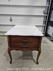 MaxSold Auction: Traditional Wood Nightstand with Marble Top - Toronto (Ontario, Canada) PARTNER MANAGED Reseller Online Auction - Coldwater Road