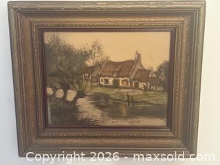 MaxSold Auction: Antique Framed Thatched House Painting - Ottawa (Kanata) (Ontario, Canada) SELLER MANAGED Estate Sale Online Auction - Country Lane West