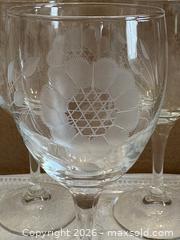 MaxSold Auction: Set of 5 Mint Etched Corn Flower Pattern Wine Glasses - Ottawa (Kanata) (Ontario, Canada) SELLER MANAGED Estate Sale Online Auction - Country Lane West