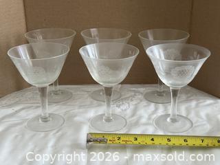 MaxSold Auction: Vintage Etched Cornflower Pattern Dessert Glasses Set of 6 - Ottawa (Kanata) (Ontario, Canada) SELLER MANAGED Estate Sale Online Auction - Country Lane West