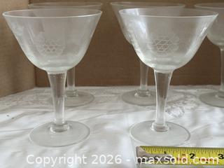 MaxSold Auction: Vintage Etched Cornflower Pattern Dessert Glasses Set of 6 - Ottawa (Kanata) (Ontario, Canada) SELLER MANAGED Estate Sale Online Auction - Country Lane West