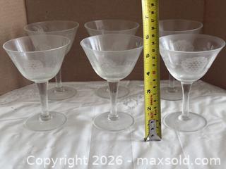 MaxSold Auction: Vintage Etched Cornflower Pattern Dessert Glasses Set of 6 - Ottawa (Kanata) (Ontario, Canada) SELLER MANAGED Estate Sale Online Auction - Country Lane West