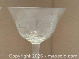 MaxSold Auction: Vintage Etched Cornflower Pattern Wine Glass Set of 4 - Ottawa (Kanata) (Ontario, Canada) SELLER MANAGED Estate Sale Online Auction - Country Lane West