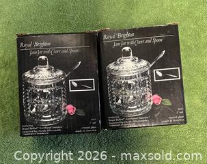 MaxSold Auction: Lot of 2 Royal Brighton Jam Jar w/ Cover & Spoon  - Wheatland (New York, USA) SELLER MANAGED Downsizing Online Auction -  Briarwood Lane
