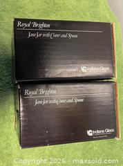 MaxSold Auction: Lot of 2 Royal Brighton Jam Jar w/ Cover & Spoon  - Wheatland (New York, USA) SELLER MANAGED Downsizing Online Auction -  Briarwood Lane