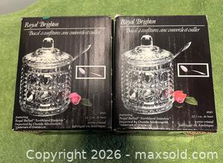 MaxSold Auction: Lot of 2 Royal Brighton Jam Jar w/ Cover & Spoon  - Wheatland (New York, USA) SELLER MANAGED Downsizing Online Auction -  Briarwood Lane