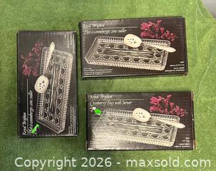 MaxSold Auction: Lot of 3 Royal Brighton Cranberry Tray with Server - Wheatland (New York, USA) SELLER MANAGED Downsizing Online Auction -  Briarwood Lane