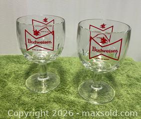 MaxSold Auction: Lot of 4 Budweiser Goblet Glasses  - Wheatland (New York, USA) SELLER MANAGED Downsizing Online Auction -  Briarwood Lane