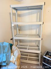 MaxSold Auction: Free Standing Plastic/Resin 5-Shelf Shelving Unit 36 x 18 x 73 in - White Rock (British Columbia, Canada) Downsizing Online Auction - Everall Street