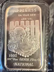 MaxSold Auction: National 1992 1 Troy oz .999 Fine Silver Bar A - White Rock (British Columbia, Canada) Downsizing Online Auction - Everall Street