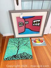 MaxSold Auction: Original Acrylic Painting: Abstract Teal Tree, Still Life B - White Rock (British Columbia, Canada) Downsizing Online Auction - Everall Street