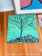MaxSold Auction: Original Acrylic Painting: Abstract Teal Tree, Still Life B - White Rock (British Columbia, Canada) Downsizing Online Auction - Everall Street
