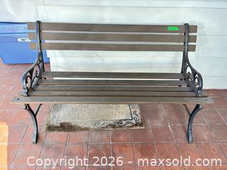 MaxSold Auction: Cast Iron and Wood Slatted Outdoor Garden/Patio Bench A - Hamilton (Ontario, Canada) Moving Online Auction - Sunning Hill Avenue