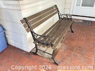 MaxSold Auction: Cast Iron and Wood Slatted Outdoor Garden/Patio Bench A - Hamilton (Ontario, Canada) Moving Online Auction - Sunning Hill Avenue