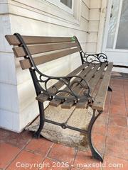 MaxSold Auction: Cast Iron and Wood Slatted Outdoor Garden/Patio Bench A - Hamilton (Ontario, Canada) Moving Online Auction - Sunning Hill Avenue