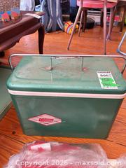 MaxSold Auction: Coleman Vintage Green Metal Cooler, Canadian Flags A - Hamilton (Ontario, Canada) Moving Online Auction - Sunning Hill Avenue