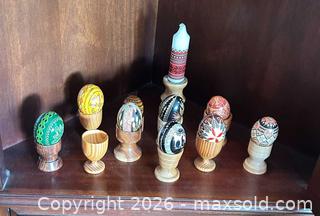 MaxSold Auction: Pysanky-Style Multicolor Hand-Painted Decorative Eggs with Stands B - Hamilton (Ontario, Canada) Moving Online Auction - Sunning Hill Avenue