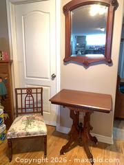 MaxSold Auction: Antique Eastlake hall table with mirror and side chair - Tay Valley (Ontario, Canada) SELLER MANAGED Downsizing Online Auction - Clarchris Road